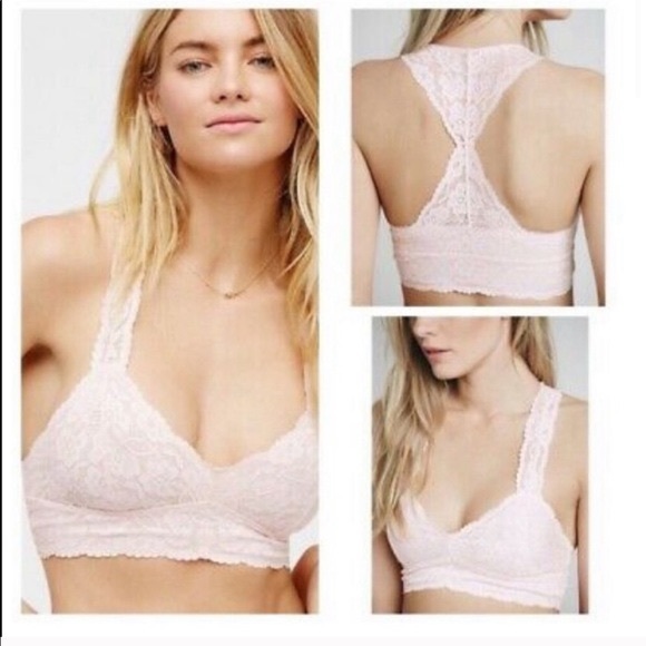 Free People Other - 2/$25 Free People Intimates Light Pale Pink Stretchy Sexy Cute Lace Bralette L